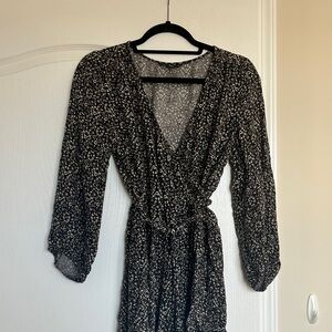 Floral Black Wrap Romper